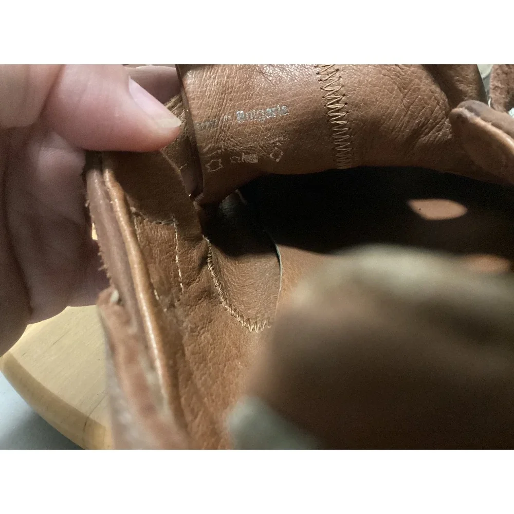 JS Josef Seibel Leather Sandals Men 45 11.5-12 Brown Fisherman Hook Loop Comfort